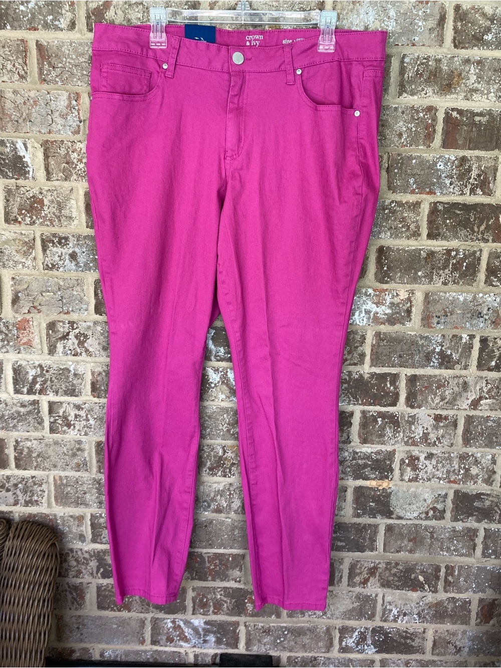 Crown & Ivy Curvy hot pink skinny ankle  super stretch denim 18W regular New